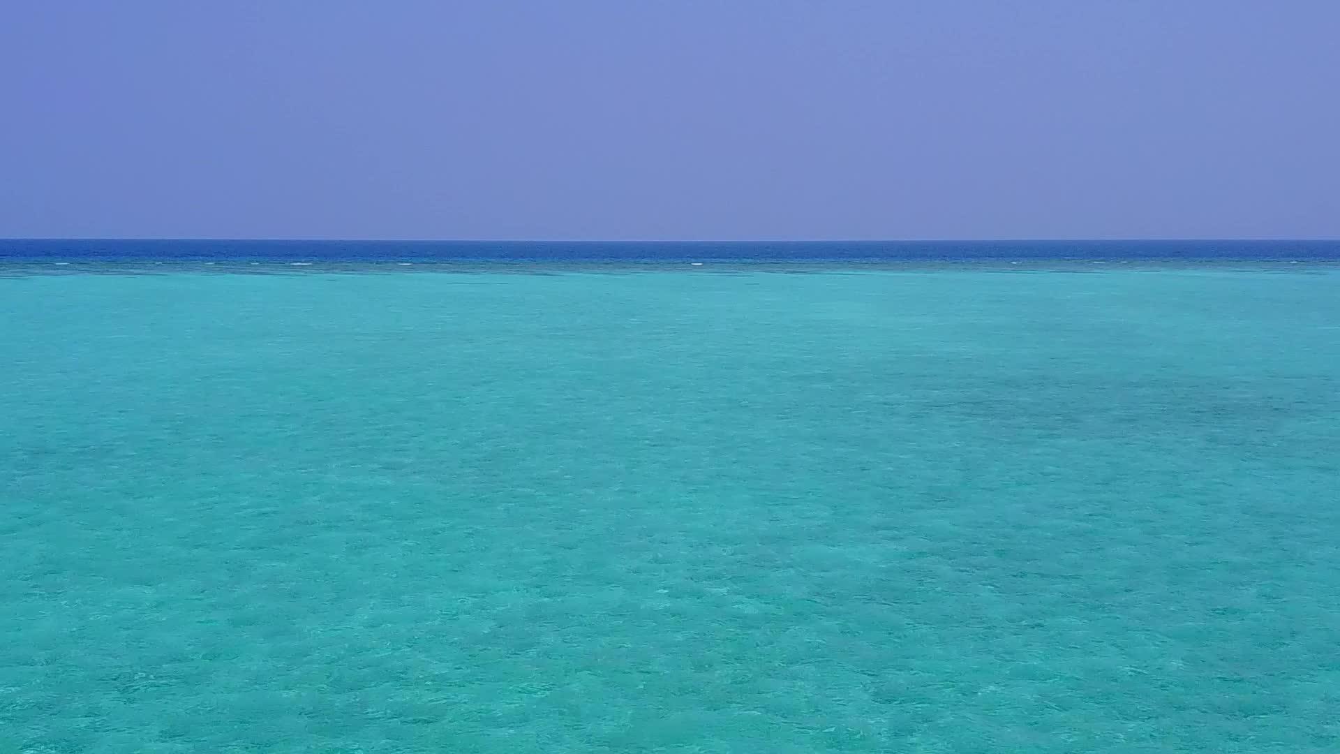 热带海岸线在透明的海洋和干净的沙滩背景下的海滩生活方式视频的预览图