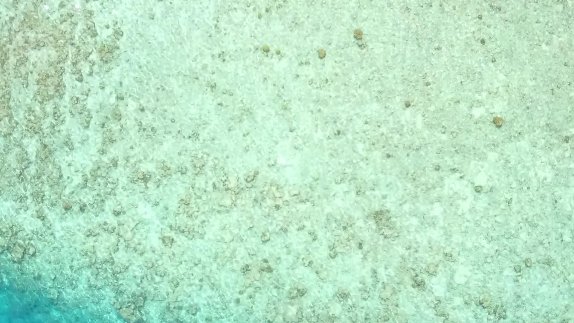天堂岛海滩在透明海和白沙的背景下进行空中旅游视频的预览图
