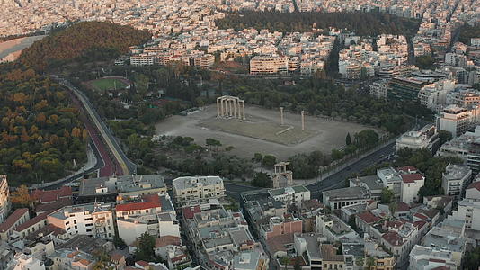 雅典天线希腊城市古镇视图地标建筑卫城旅游建筑欧洲视频的预览图
