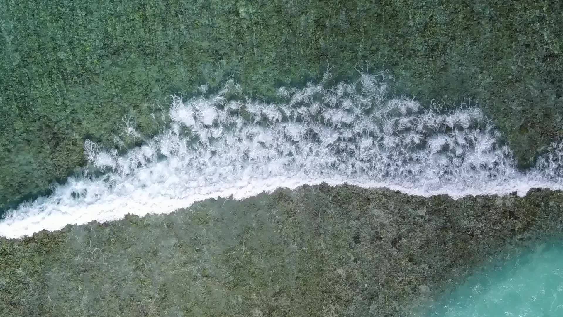 蓝绿环礁湖和白色沙滩背景的美丽海湾海滩假日天空视频的预览图