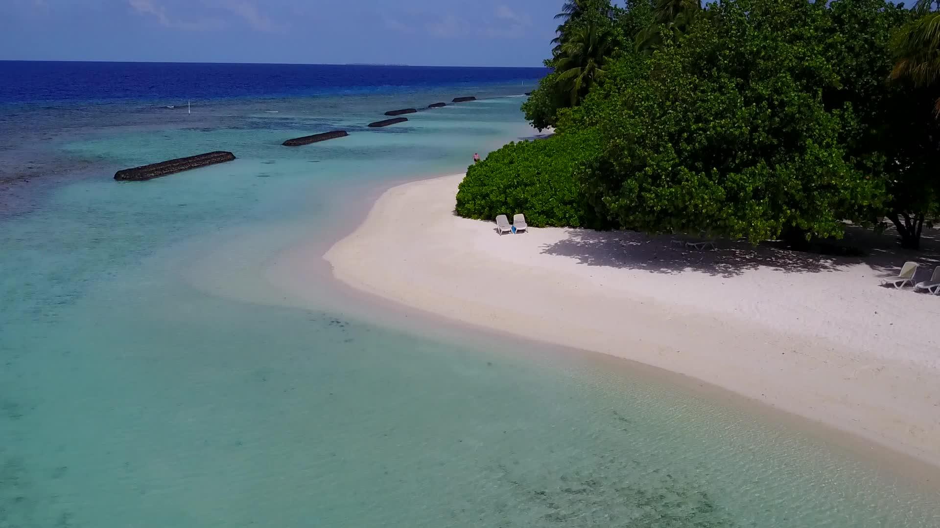 豪华岛屿海滩野生生物由蓝海和白沙底蓝海组成视频的预览图