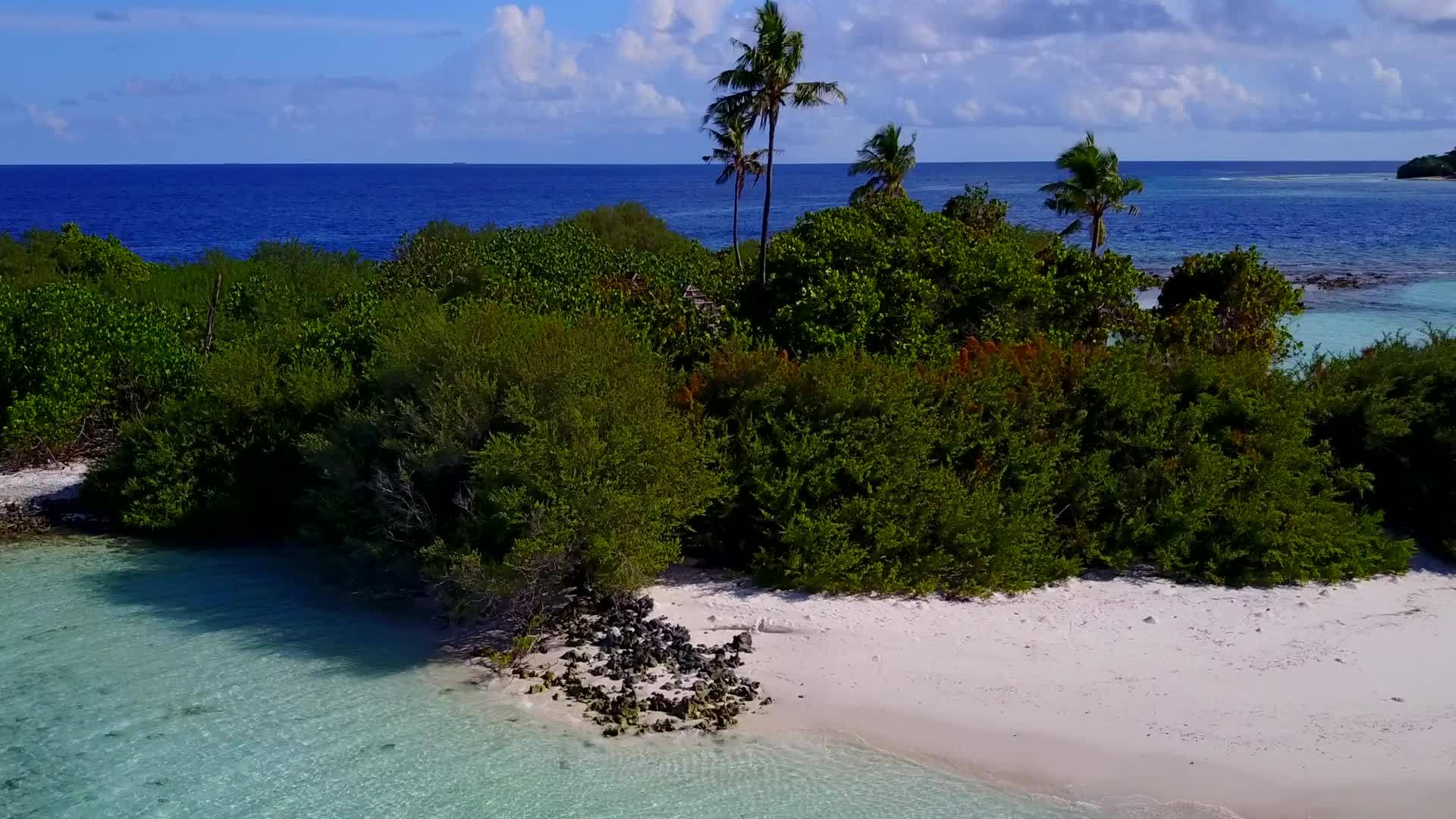 海岸海滩度假无人机景观蓝海和明亮的沙滩为背景视频的预览图