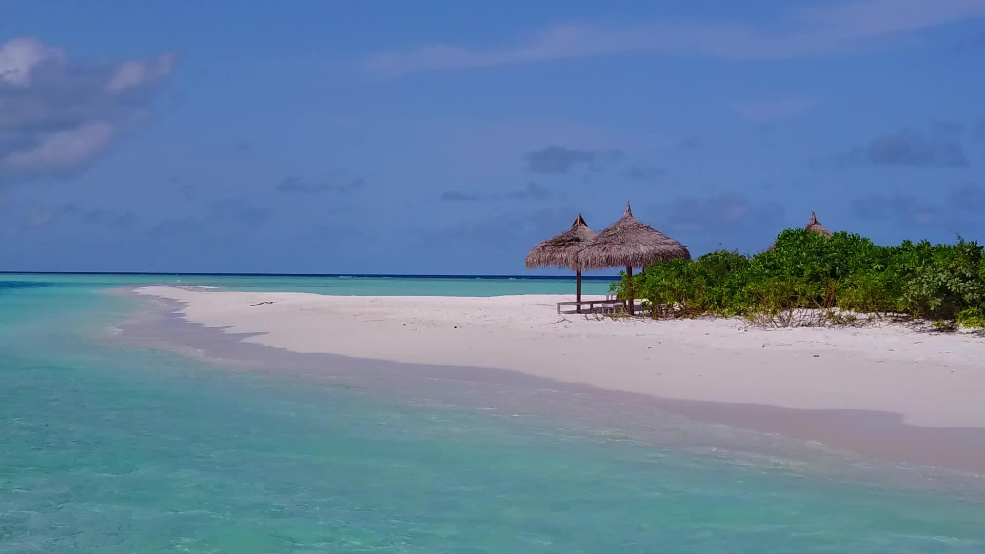 蓝环礁和白色海滩背景外部海滩野生生物的空气纹理视频的预览图