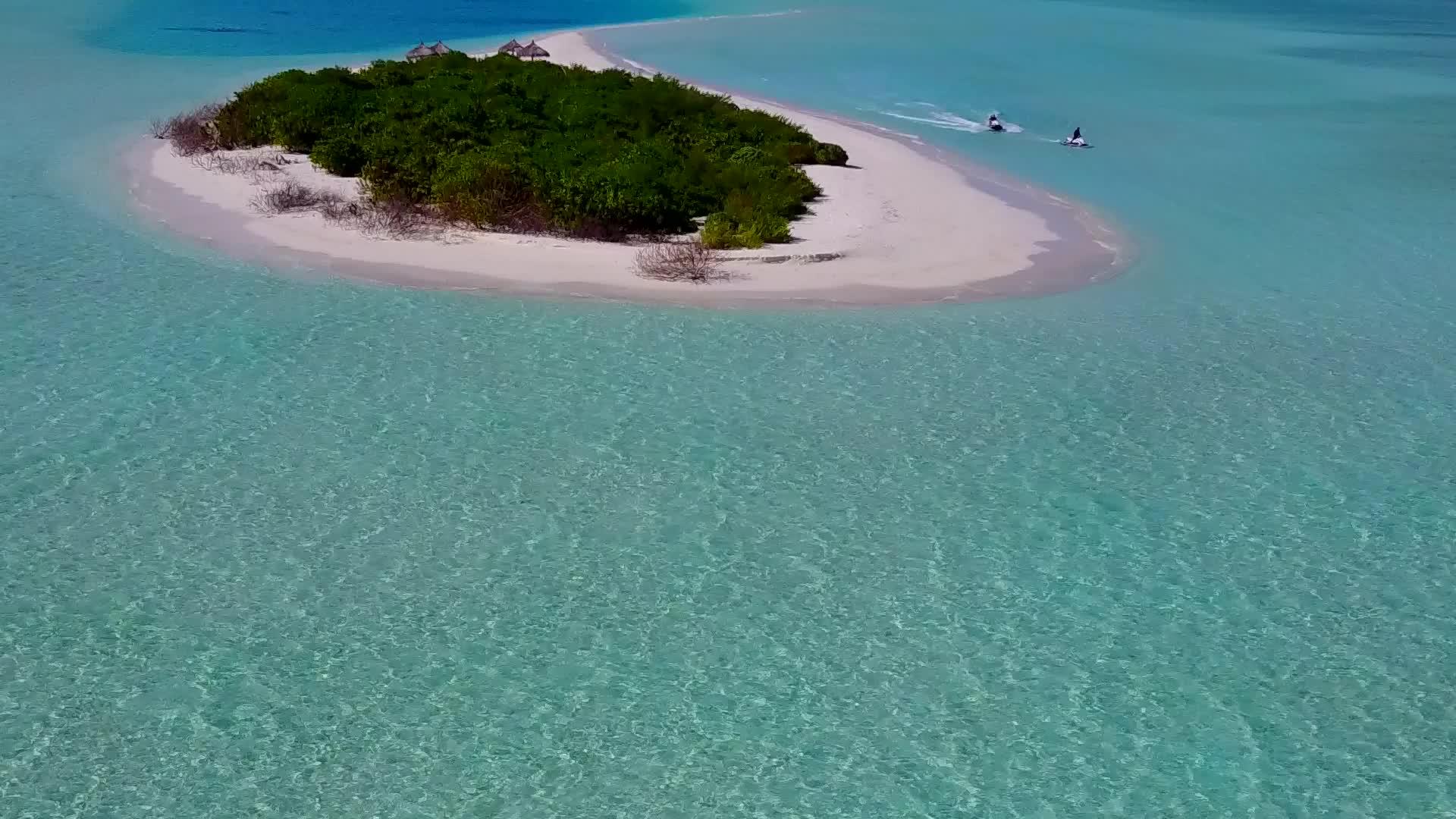 白沙背景浅海天堂海滩野生动物空中天空视频的预览图