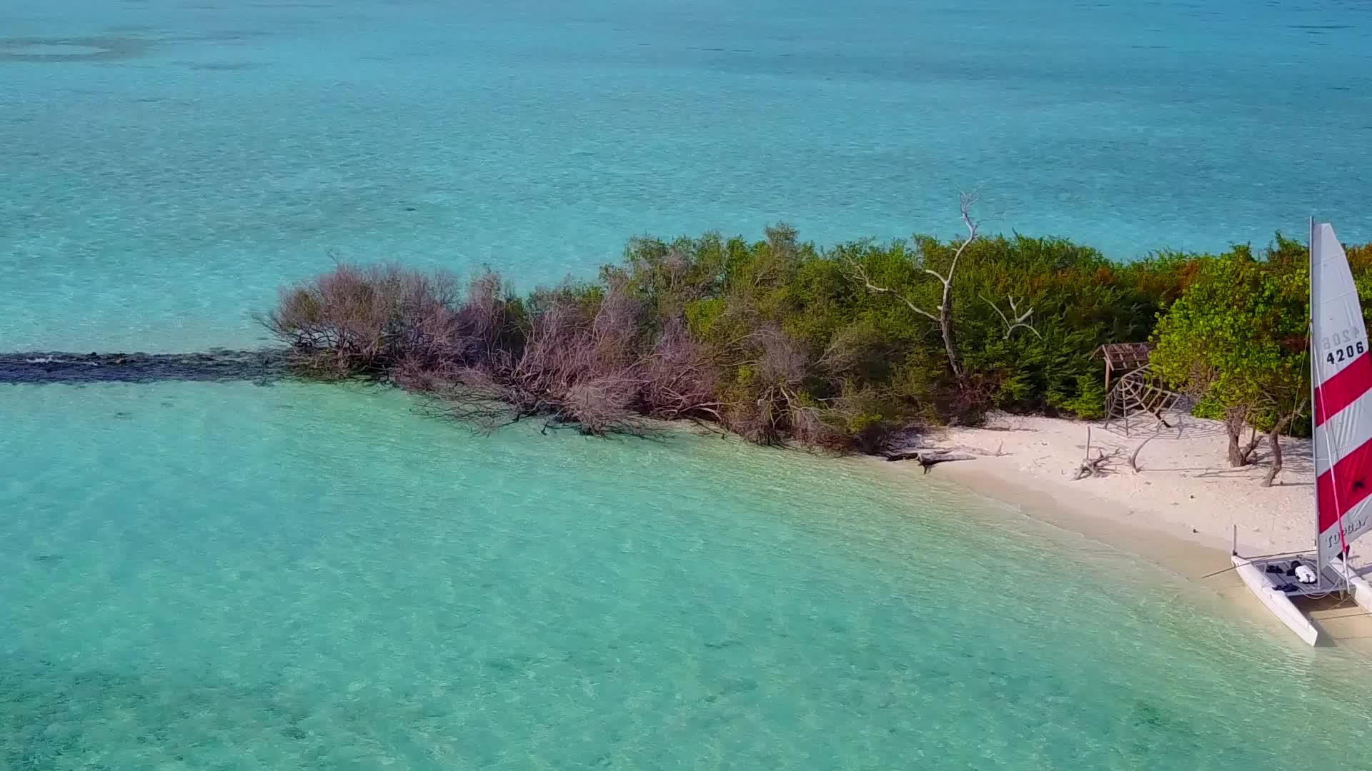 白沙背景透明海热带旅游海滩之旅无人机性质视频的预览图