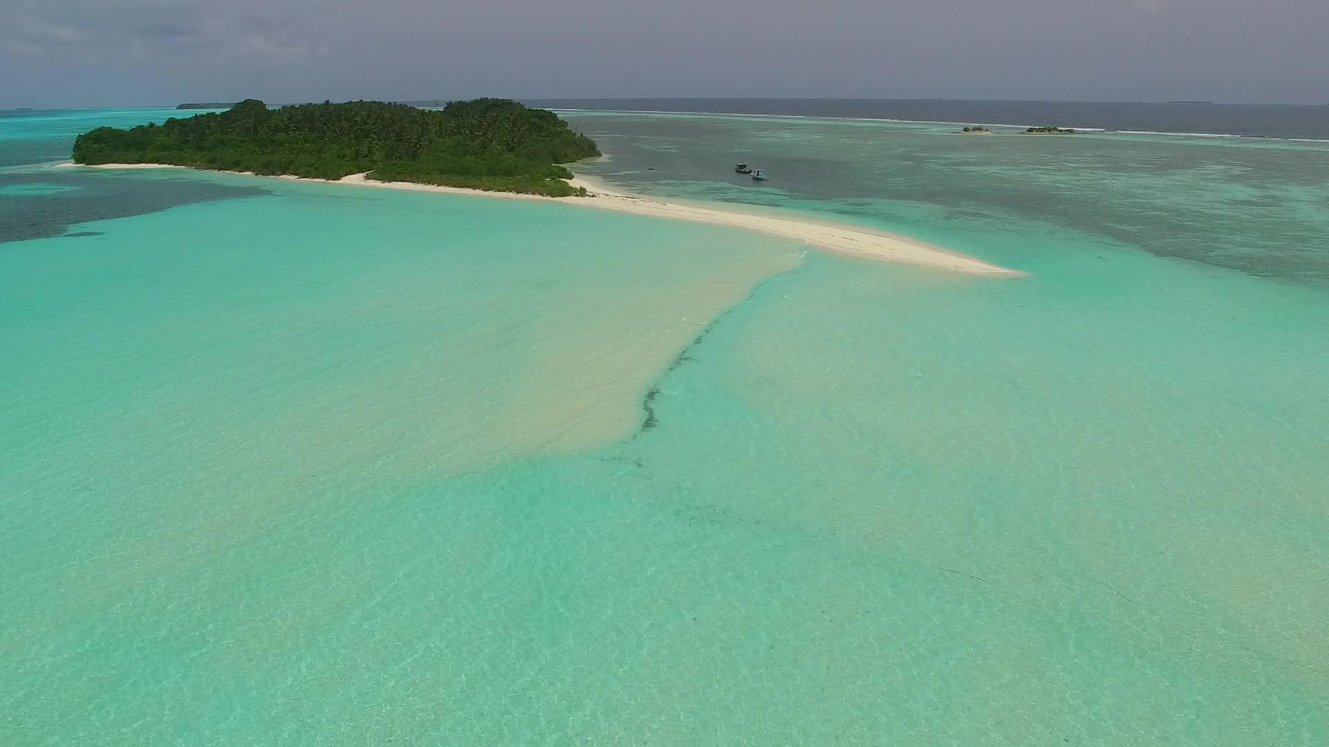 宁湾海滩野生生物以蓝海和白沙为背景在空中观光视频的预览图