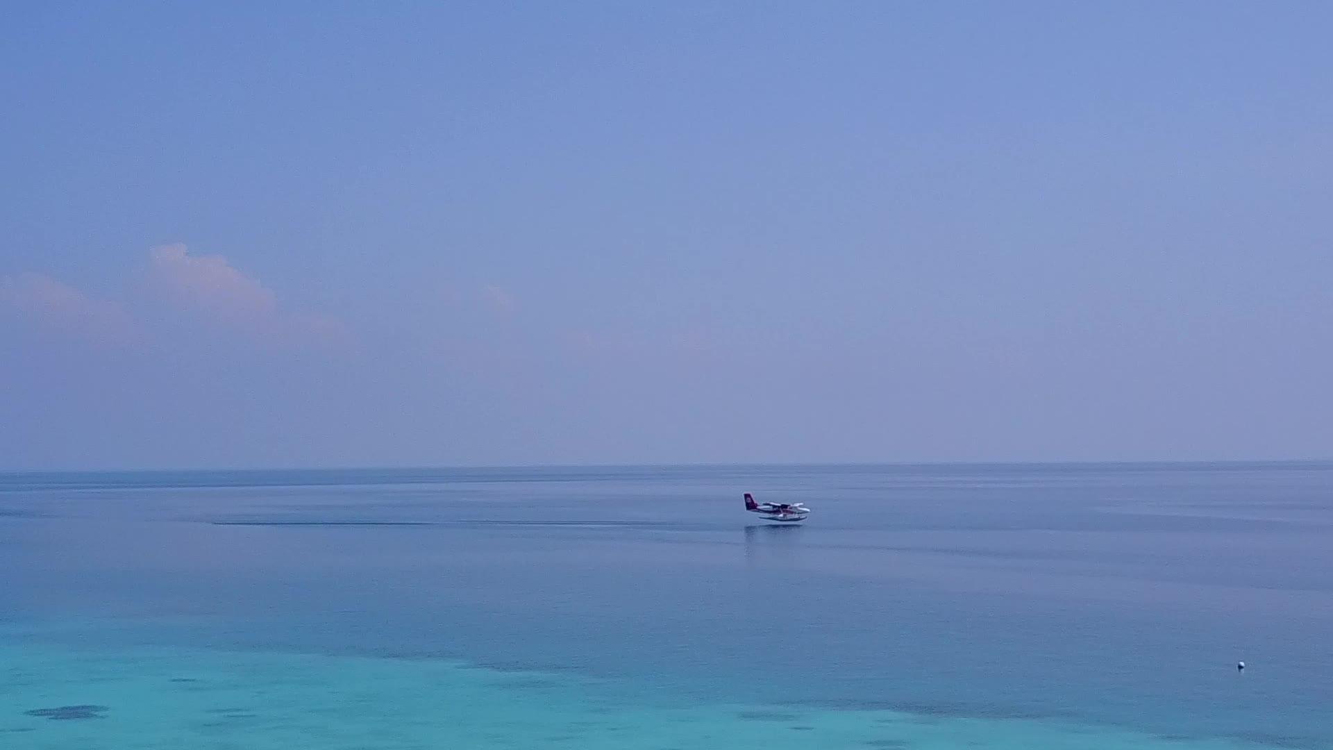 天堂海景海滩野生动物无人机天空从透明的海洋和透明的海洋视频的预览图