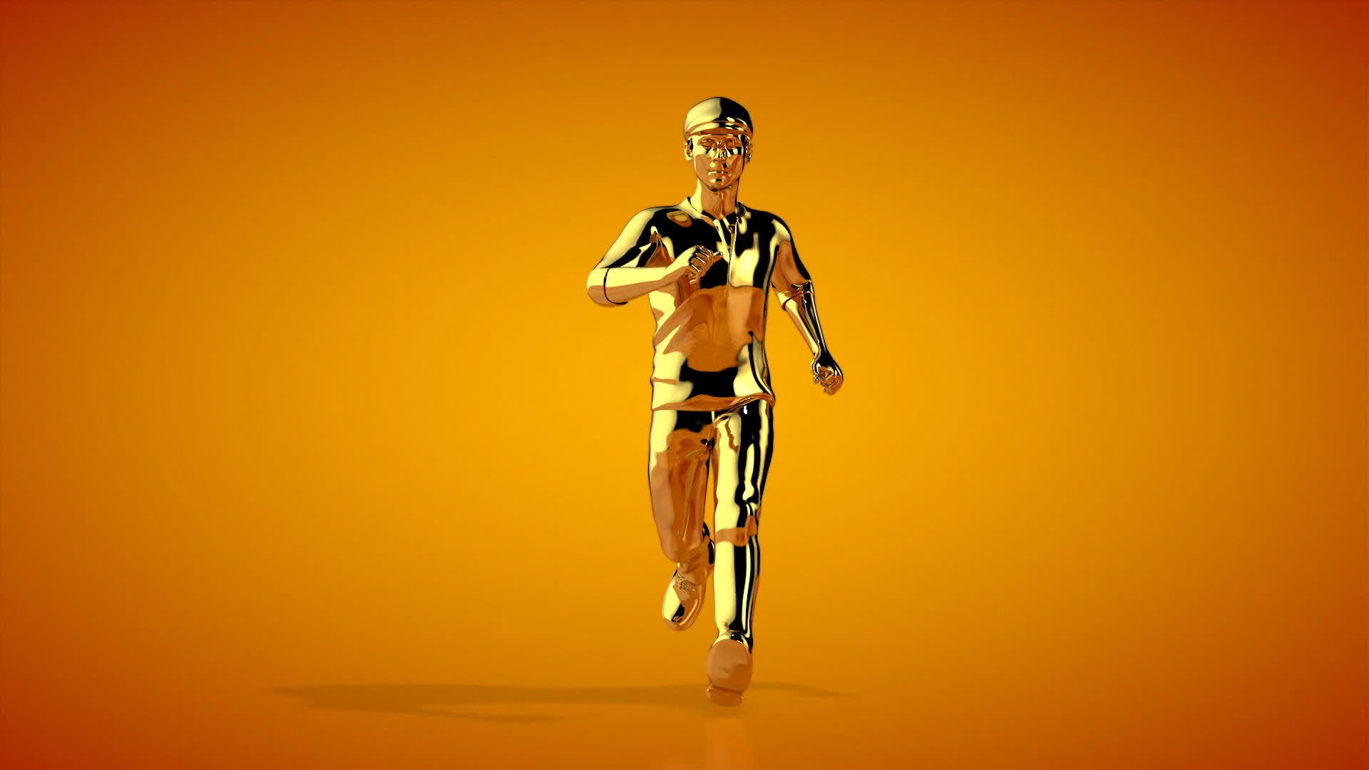 金色跑步无缝环形前视橙色工作室挂乳胶垫视频的预览图
