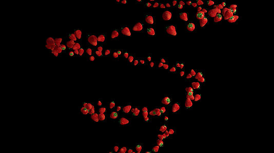 以螺旋无缝环阿尔法频道的形式飞行的草莓视频的预览图