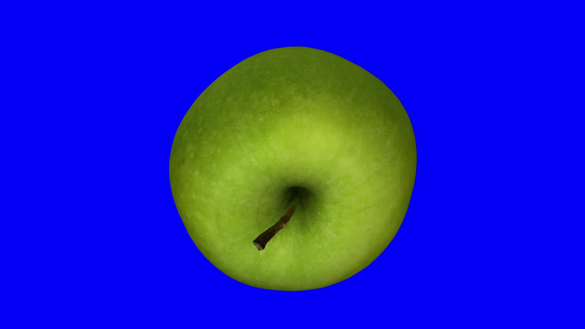 旋转绿苹果01的蓝色背景b滚动视频的预览图