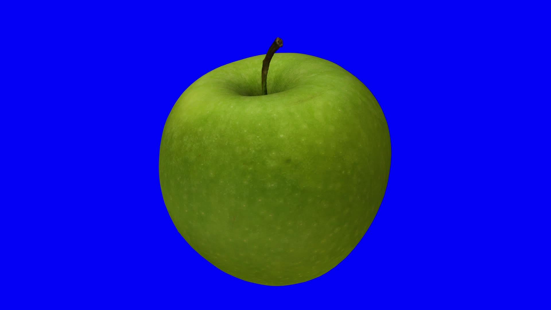 蓝色背景旋转绿色苹果01a滚动视频的预览图