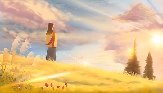 在阳光下看云的少女手绘视频的预览图