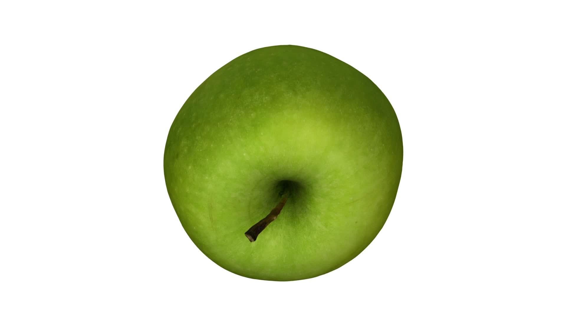 旋转绿苹果01的白色背景b滚动视频的预览图