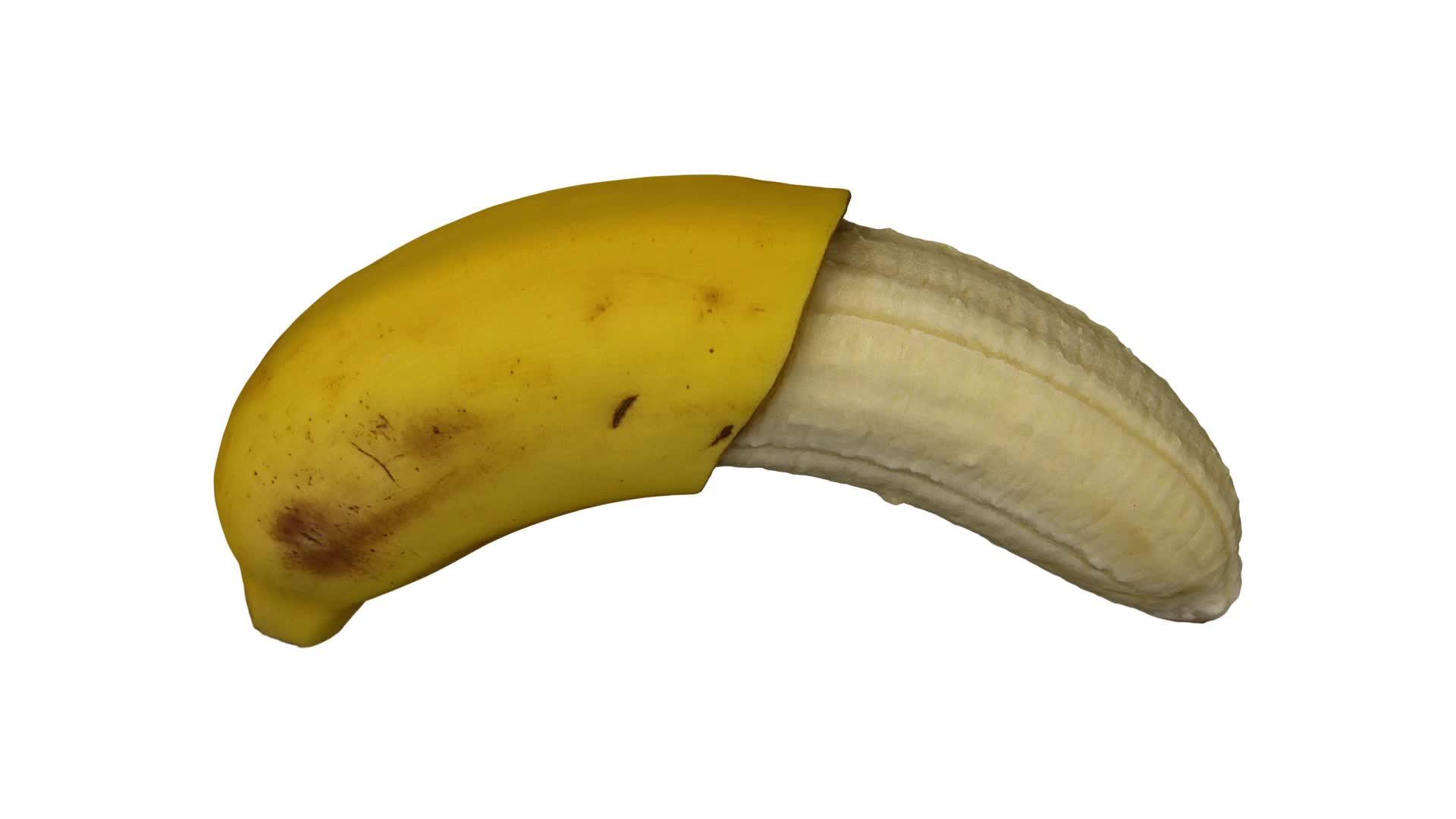 在白色背景上旋转半皮香蕉03b滚视频的预览图