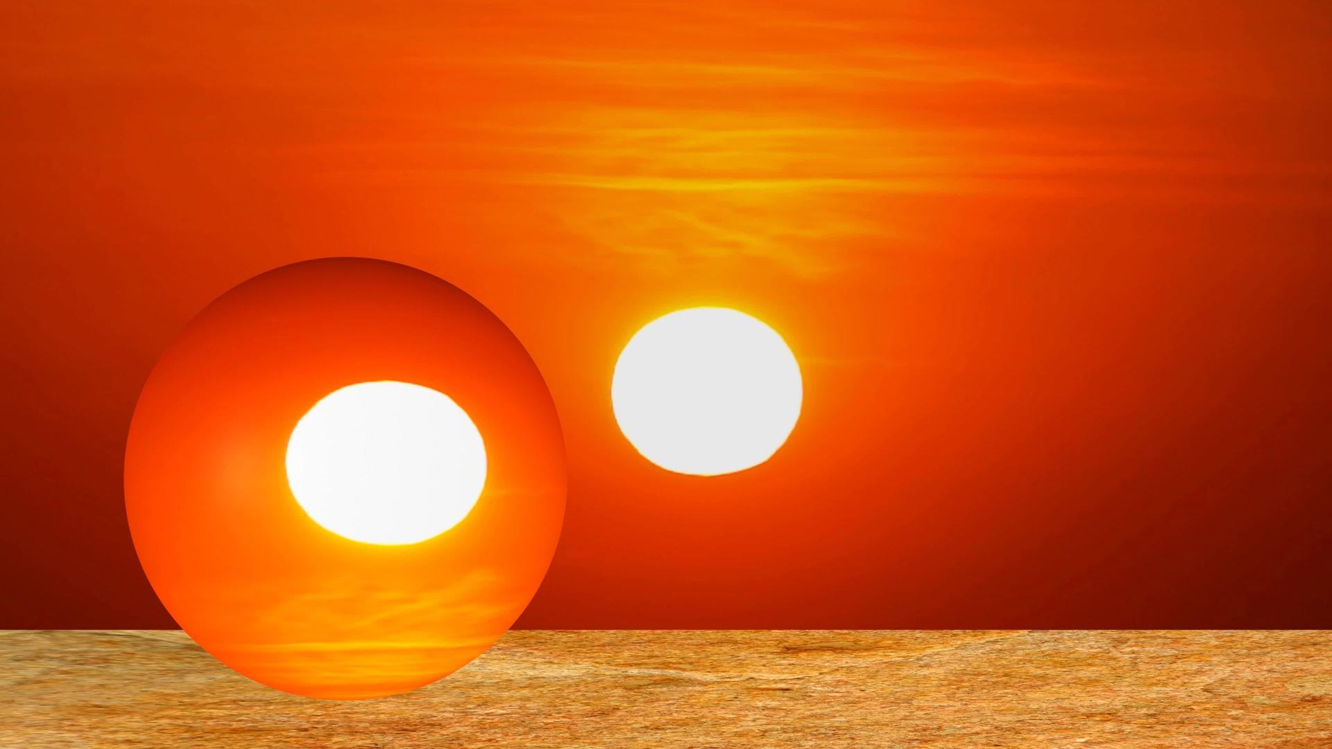 沙石地板和日落时分橙色的云和鸟在背后飞行视频的预览图