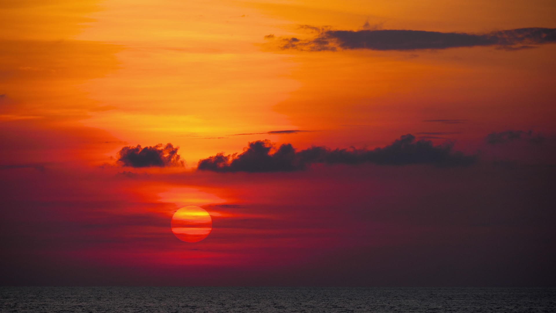 红色的海洋日落视频的预览图