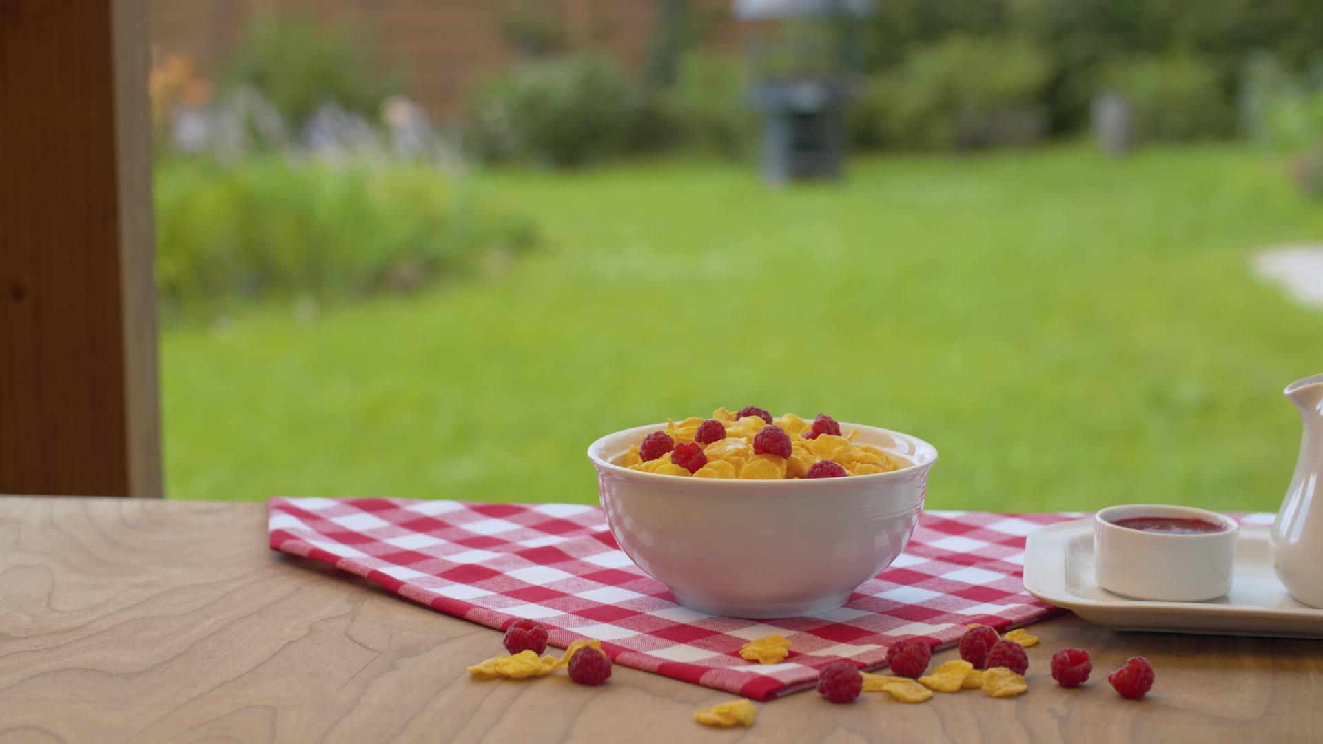 玉米片碗带草莓视频的预览图