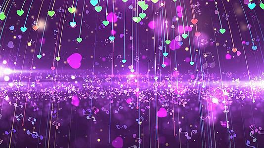 梦幻紫色爱心粒子舞台背景视频的预览图