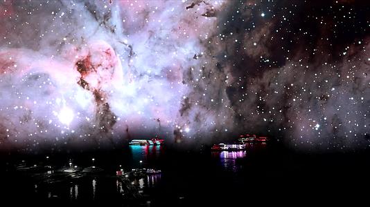 星系在天空中滚动海滩路上的光线在夜晚模糊视频的预览图