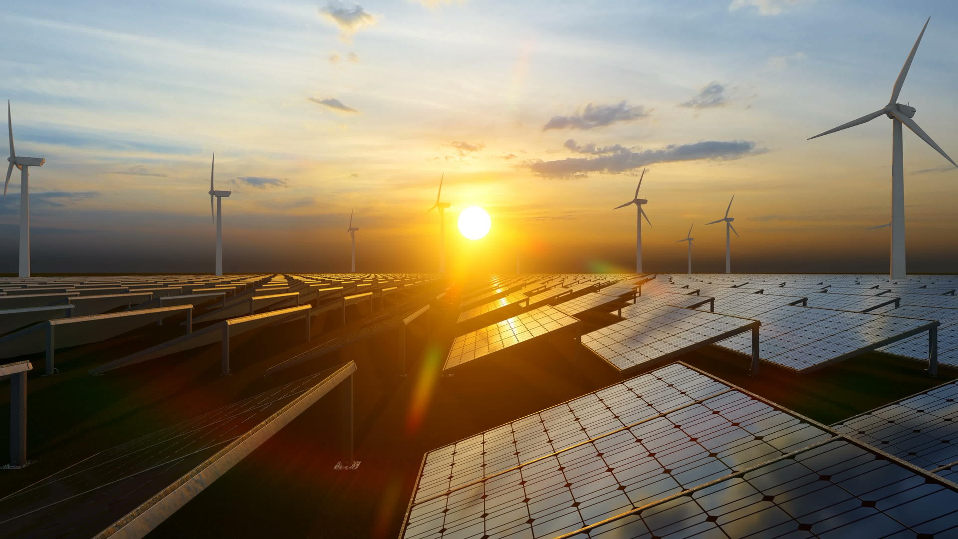 绿色能源生产采用风力研磨机和太阳能电池板替代能源视频的预览图