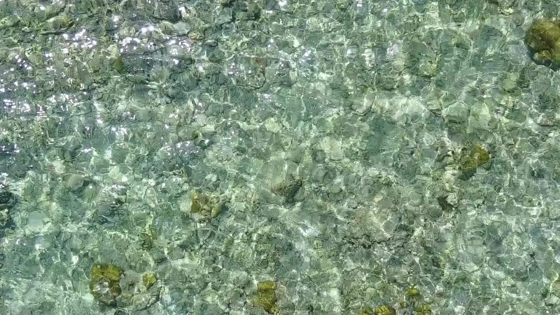 夏天天空晴朗海洋礁附近有明亮的海景海滩度假视频的预览图