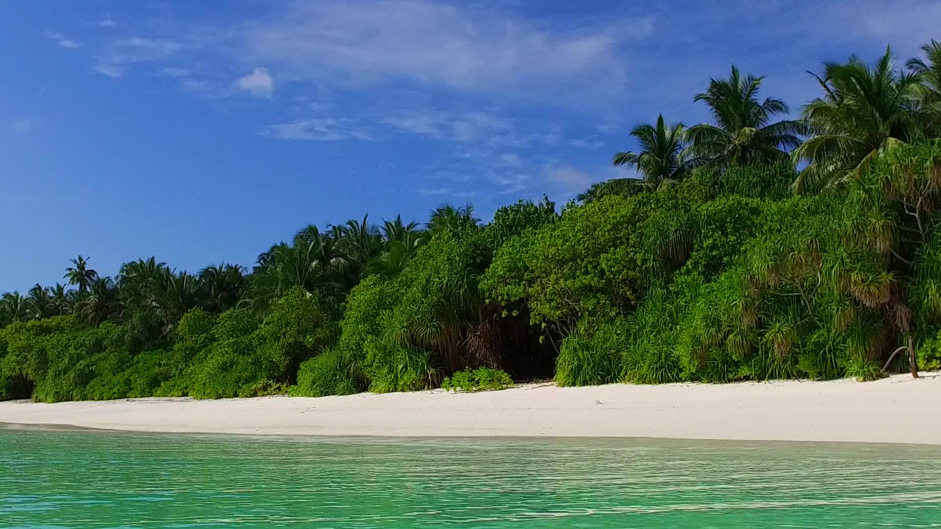 美丽的环礁湖海滩有一个明亮的海滩背景靠近蓝海断裂的沙巴视频的预览图
