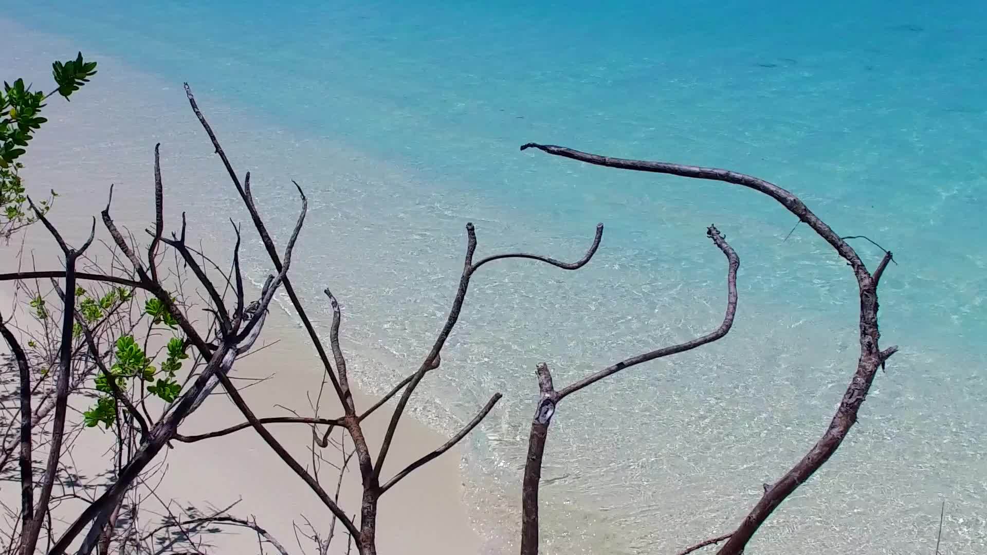 阳光明媚的天空使环礁湖的海滩节日放松蓝色的海洋和接近冲浪视频的预览图