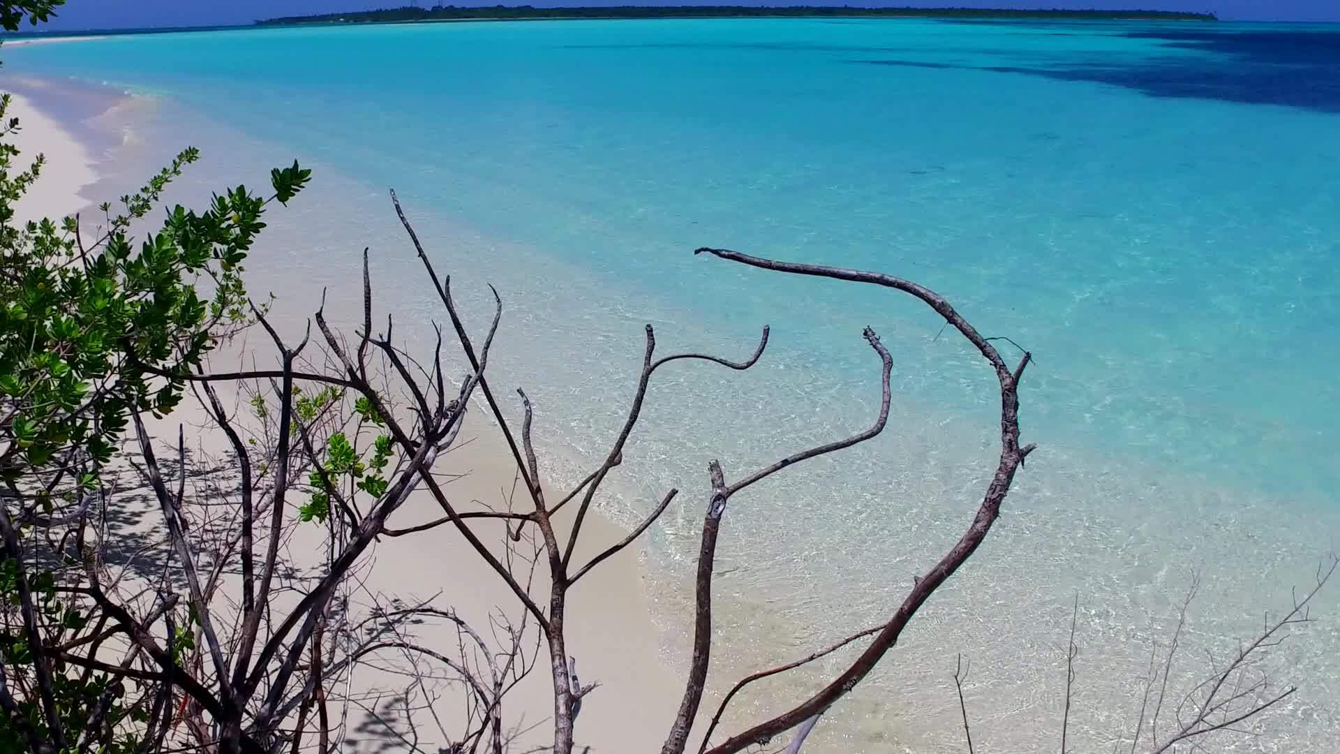 蓝环礁在日落前有一个白色的沙子背景视频的预览图