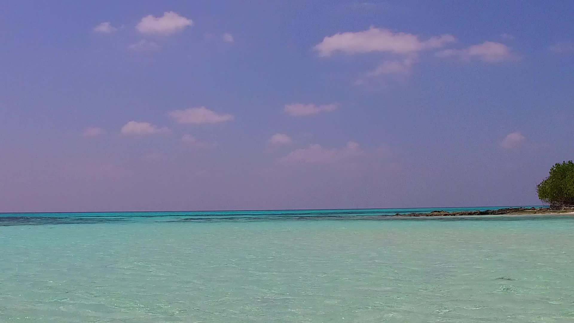 夏季旅游在海浪附近有白色沙沙背景的清海中完美进行视频的预览图