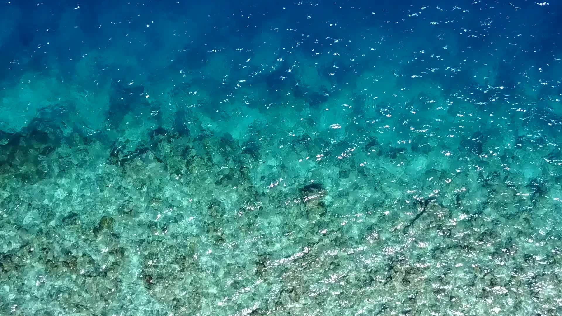 豪华海滨海滩沿着蓝色海洋和珊瑚礁附近的清洁沙地背景航行视频的预览图