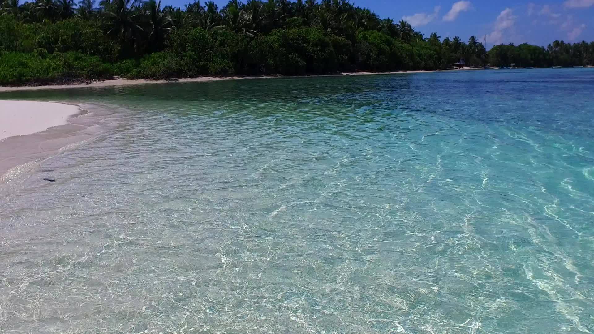 蓝色的海水和海浪附近的白色海滩视频的预览图