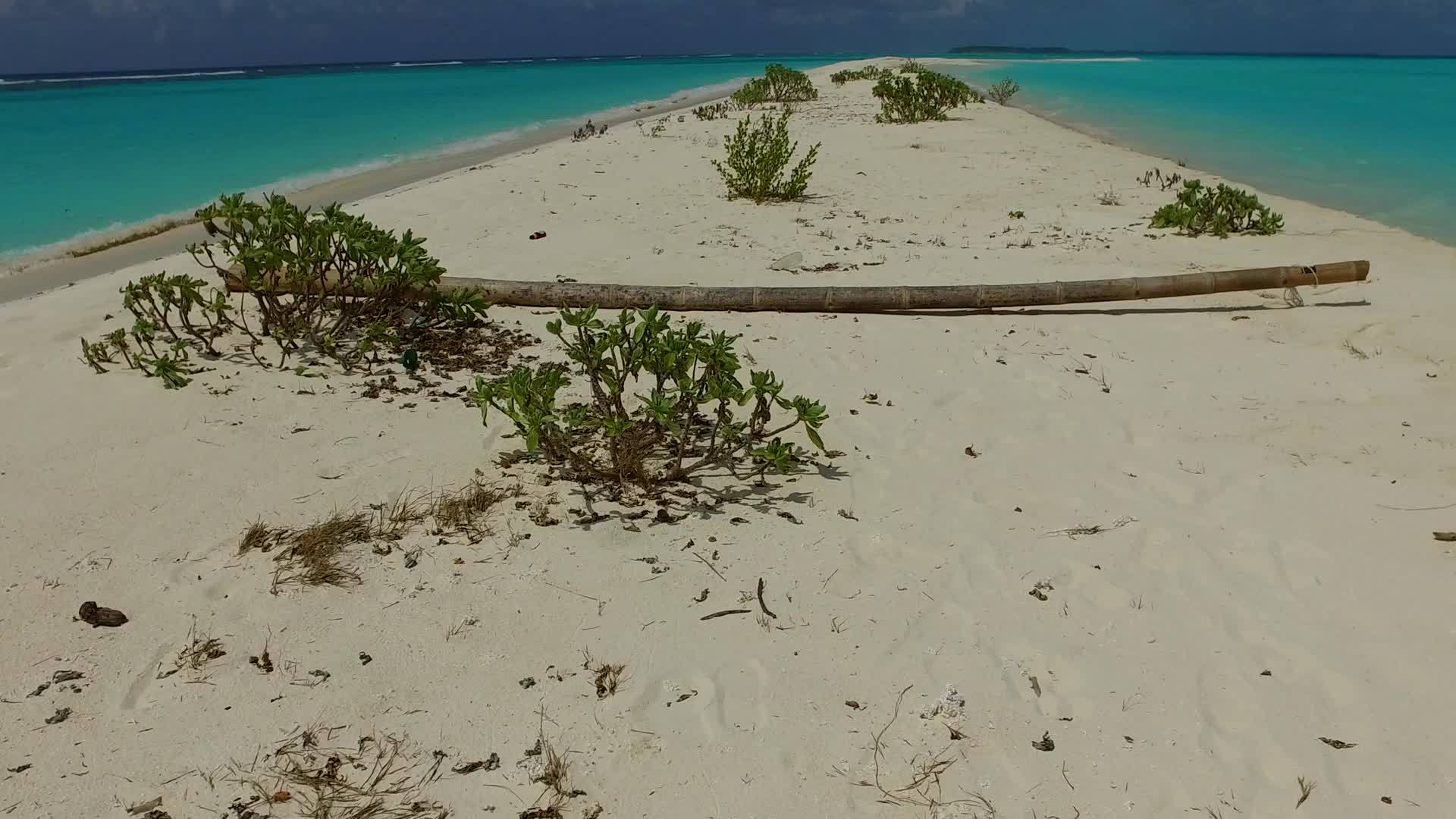 阳光明媚的美丽岛屿海滩破浪旅行日出过后蓝环礁湖和白沙沙视频的预览图