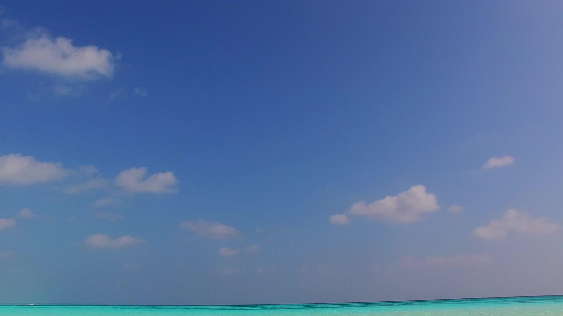 通过透明的海洋和珊瑚礁附近的白色海滩背景沿海野生海滩视频的预览图
