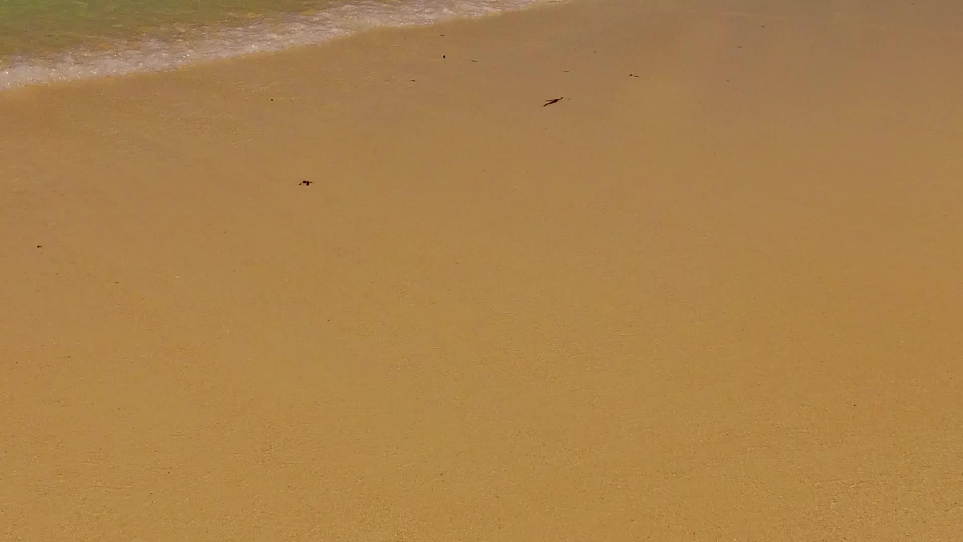 白沙背景下的蓝色泻湖白沙背景下空荡荡的豪华海滩冒险全景全景视频的预览图
