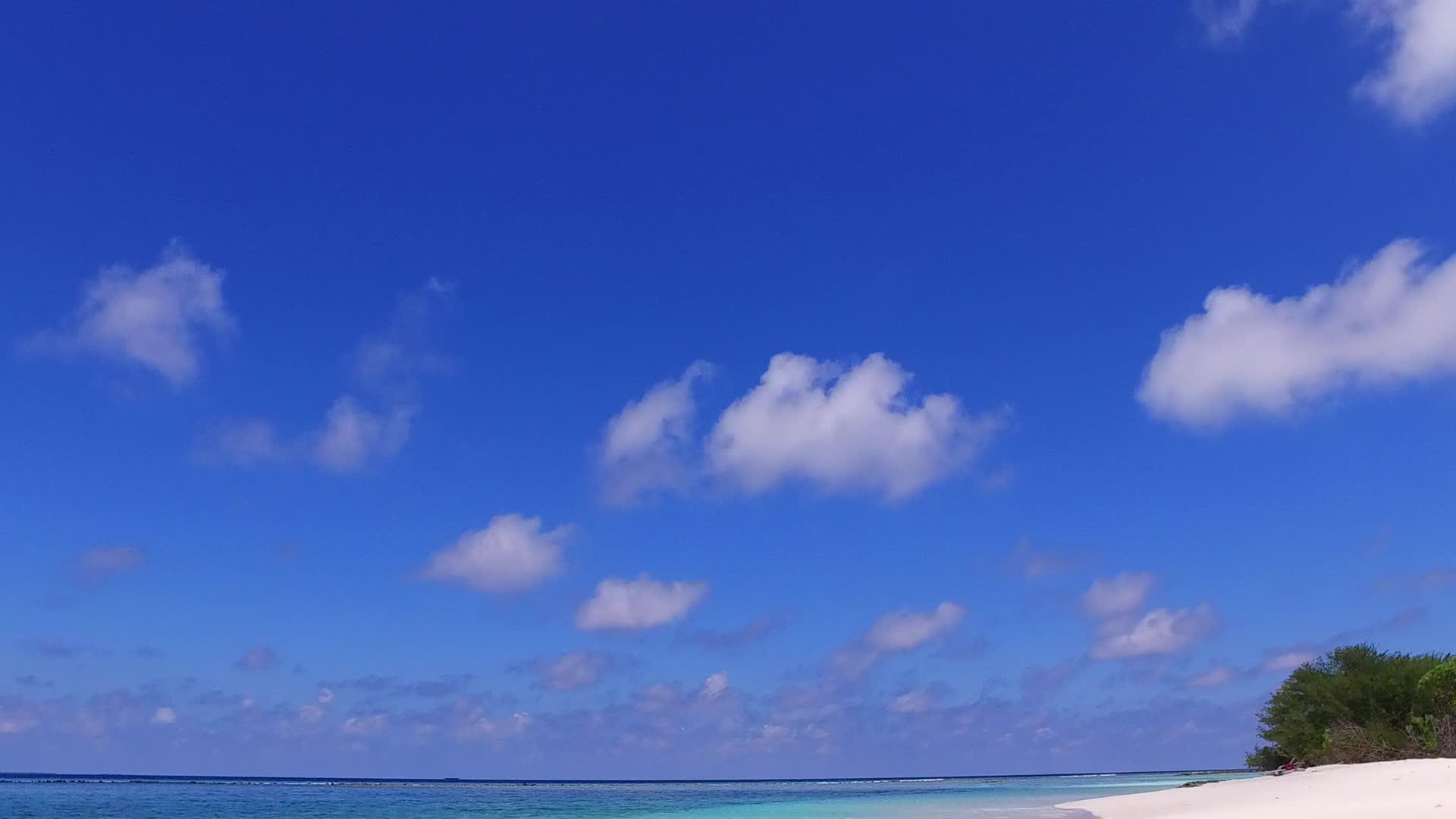 海浪附近的白沙背景的绿水在海边远近旅行视频的预览图