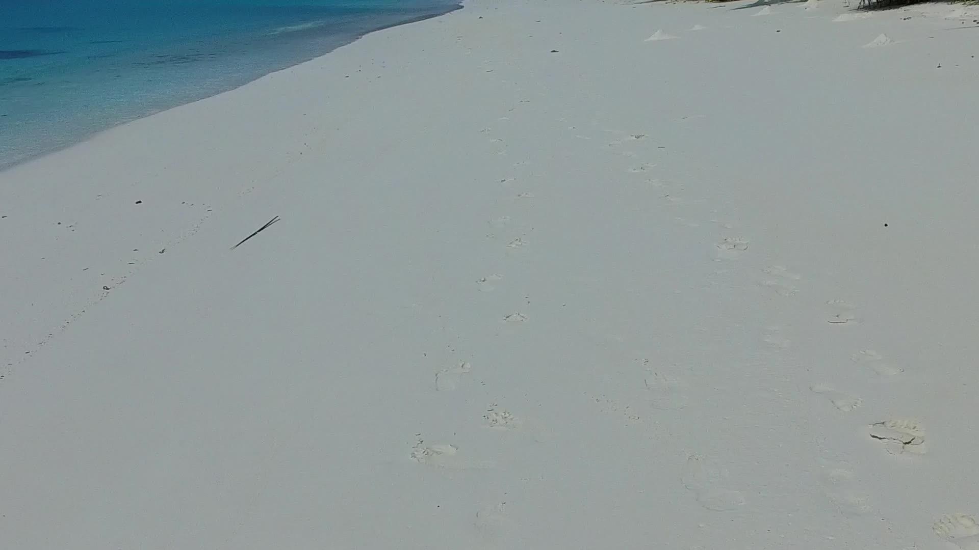 蓝海和沙滩附近的白沙沙本背景美丽的环礁湖海滩旅游视频的预览图