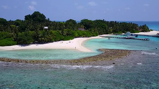 热带岛屿海滩野生动物的温暖海洋风景蓝水和白沙的背景视频的预览图