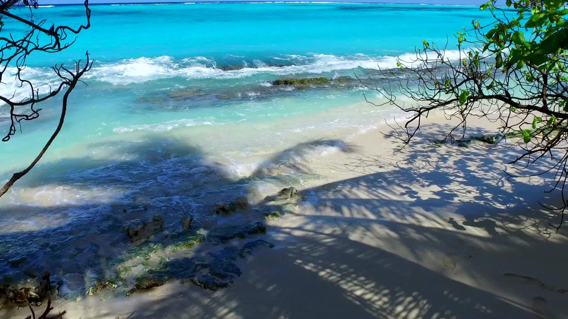 完美的浪漫主义海岸海滩度假抽象蓝海和类似的冲浪白沙视频的预览图