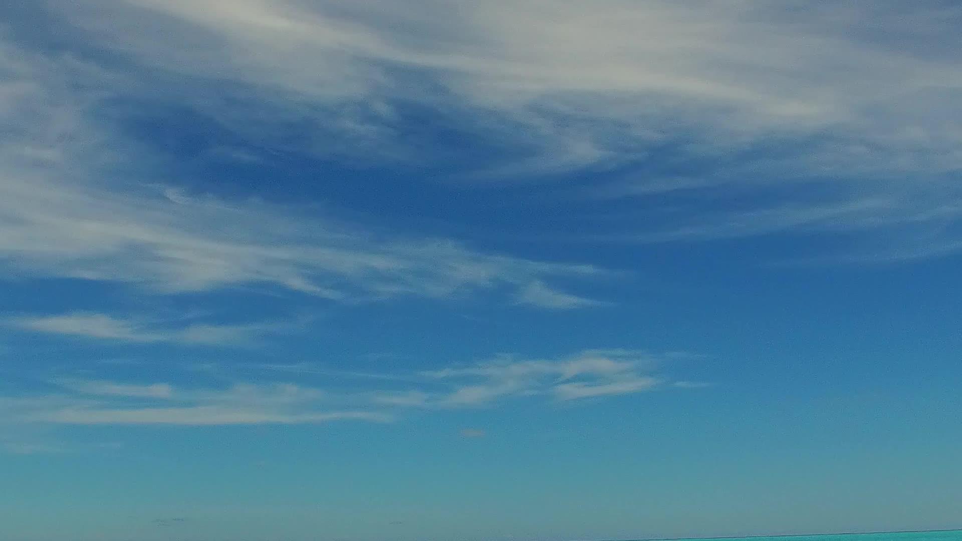 热带浪漫以透明海路和棕榈树附近的白沙为旅行路线视频的预览图
