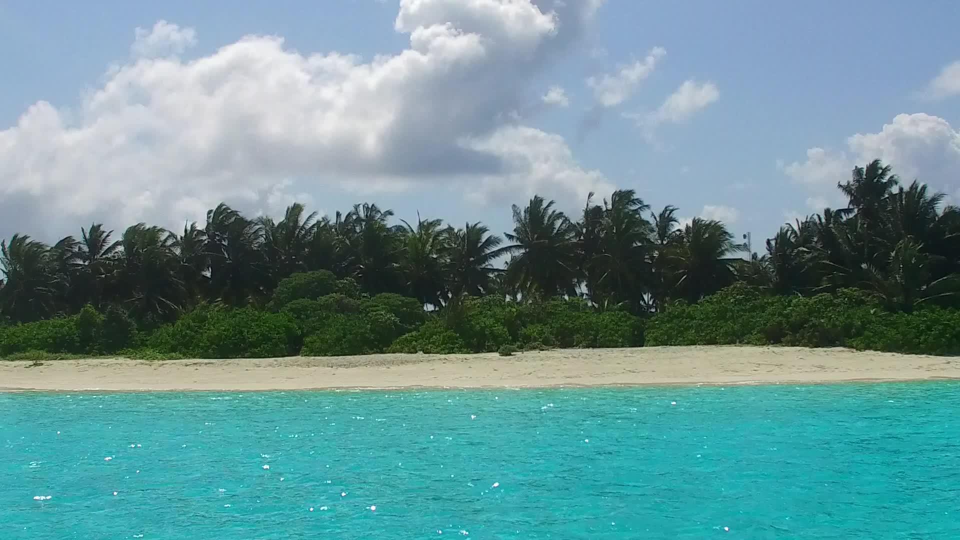 在珊瑚礁附近的白沙背景下松绿海是完美的岛屿度假的温暖视频的预览图