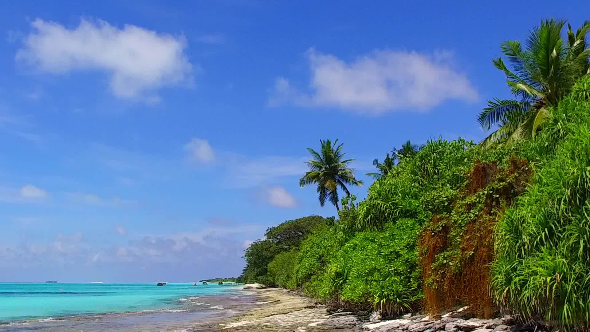 蓝海宁静度假村海滩度假区在冲浪附近复制白色海滩背景视频的预览图