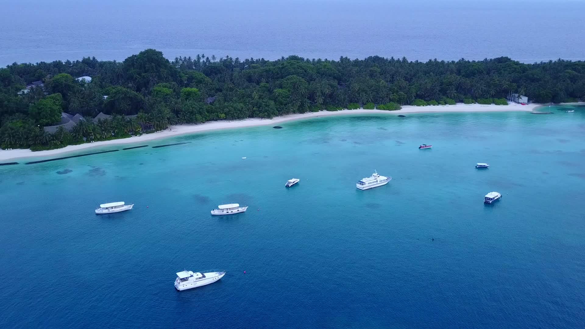 沙洲附近浅水和白沙背景的天堂海景海滩之旅视频的预览图