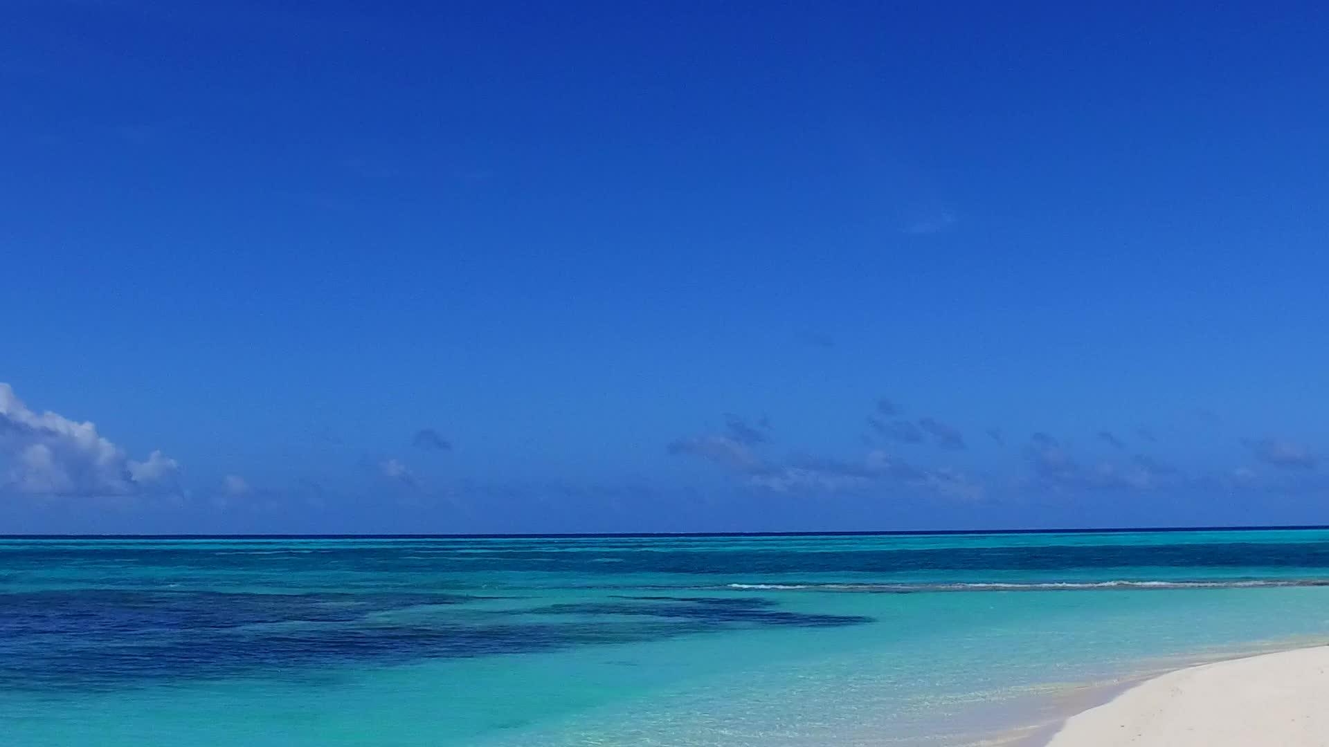 海滩探险阳光明媚的海景蓝绿色水棕榈树附近有干净的视频的预览图