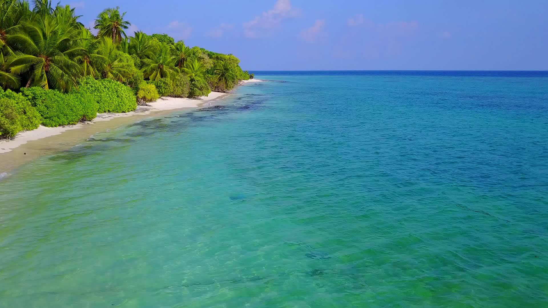 蓝海中美丽的环礁湖海滩假日阳光下有白色的沙滩背景视频的预览图