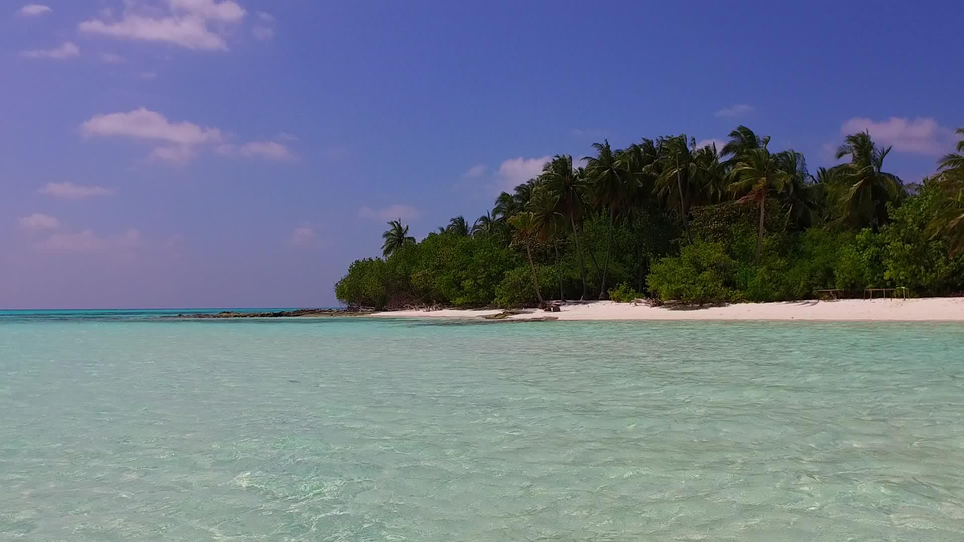 日落前白沙背景下的水蓝色泻湖对美丽的海景海滩野生动物视频的预览图