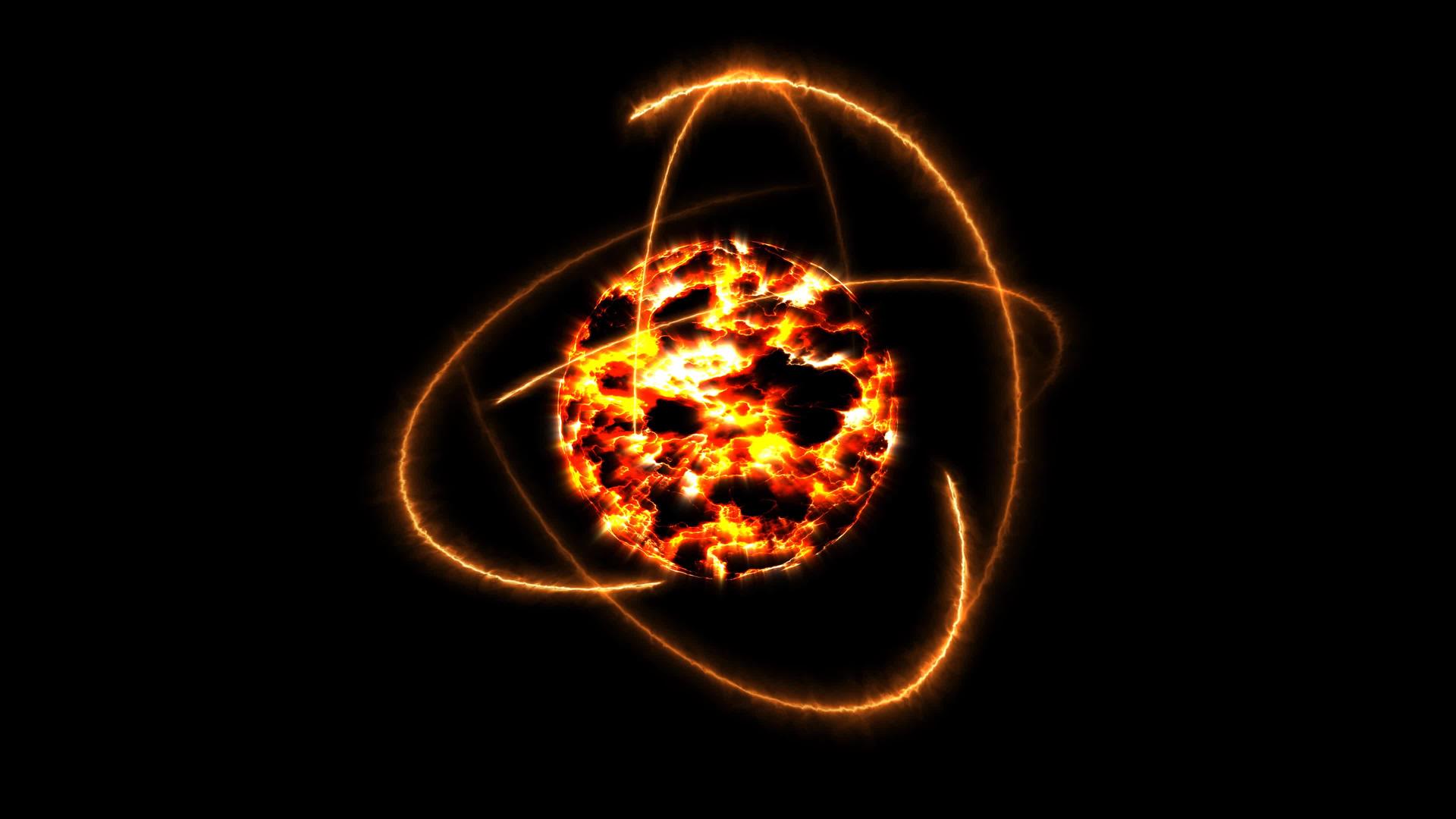 熔岩火焰在恒星核心周围破碎的气球和原子视频的预览图