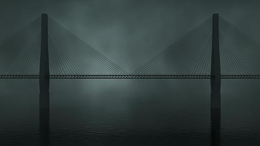 雾之夜的悬吊桥3D翻接视频的预览图