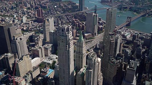 纽约市中心Hudson海湾布鲁克林桥和下曼哈顿视频的预览图
