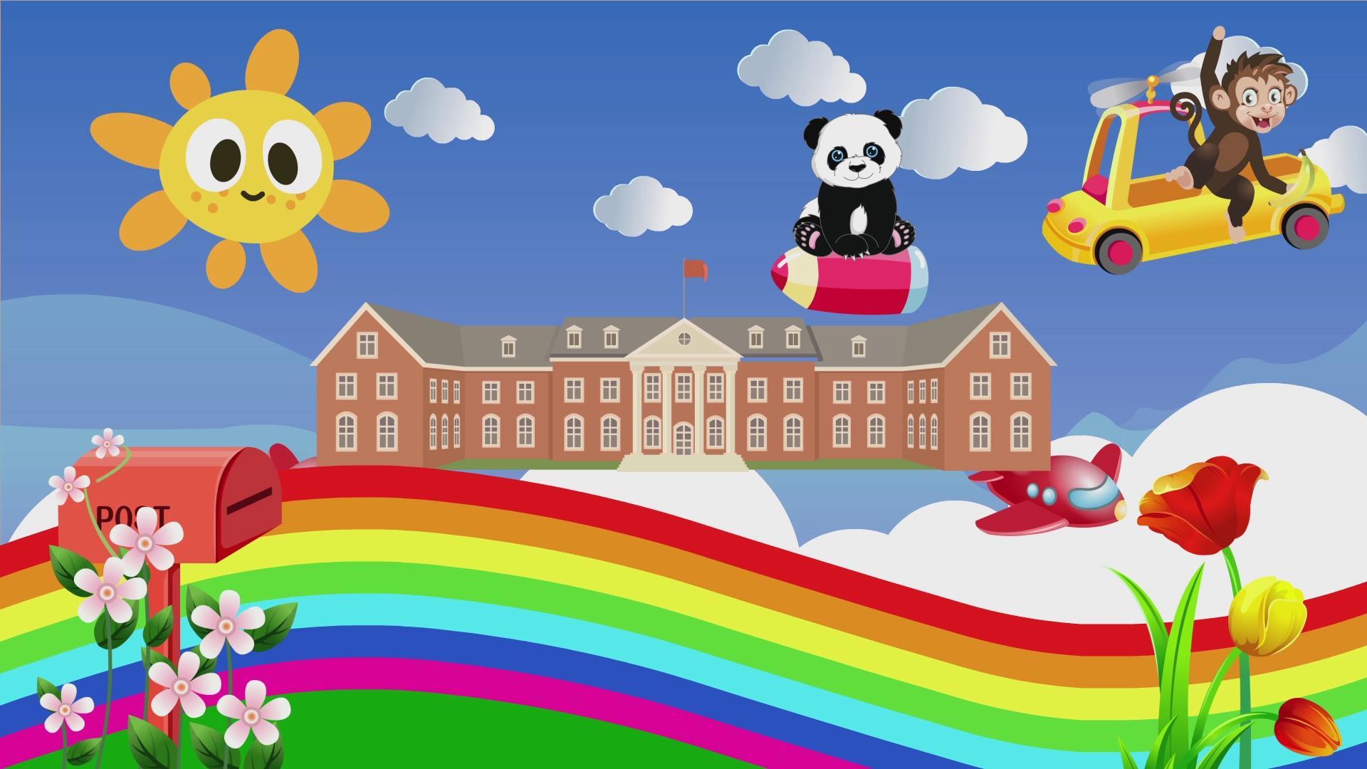 卡通彩虹学校舞台背景视频的预览图