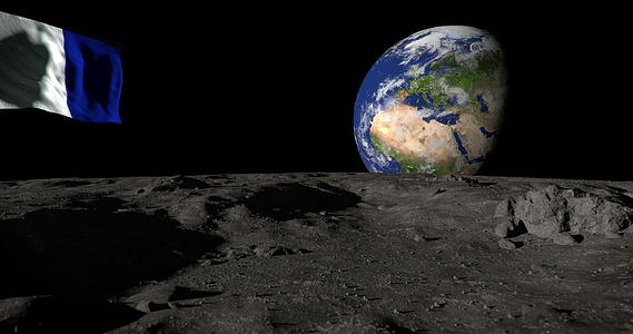 月球表面有浮兰和地球旗还有阿尔法面具视频的预览图